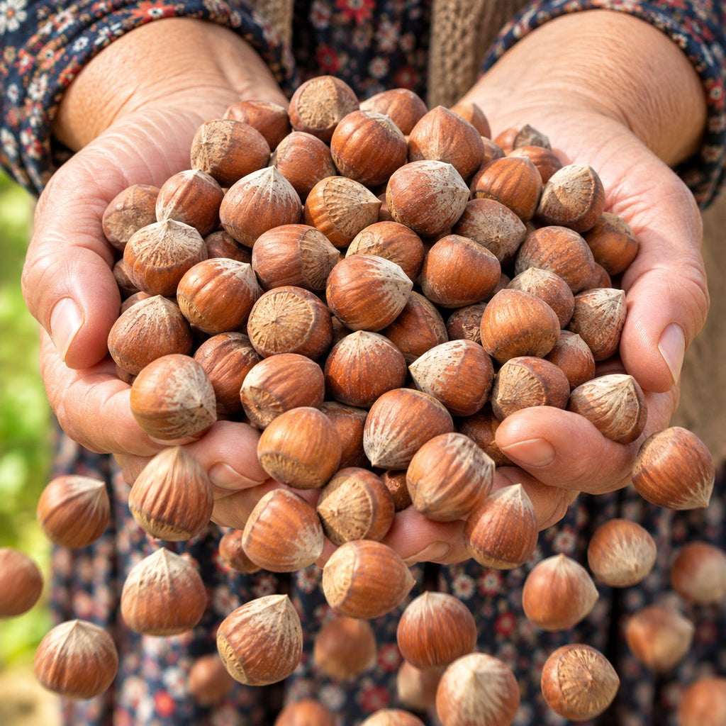Avuçtan dökülen doğal kabuklu Giresun fındıkları – Emekten Sofraya