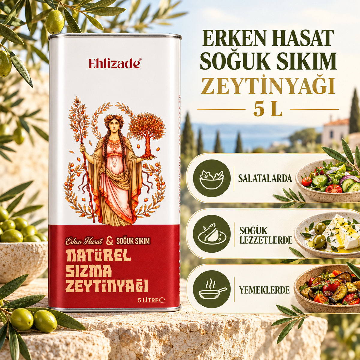 Erken Hasat & Soğuk Sıkım Natürel Sızma Zeytinyağı 5LT