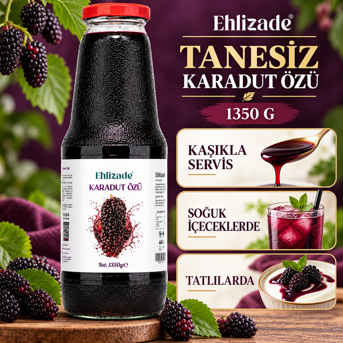 Tanesiz Karadut Özü 1350 Gr