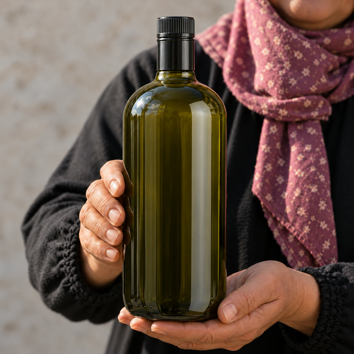Natürel sızma zeytinyağı 750 ml koyu yeşil cam şişe – Emekten Sofraya